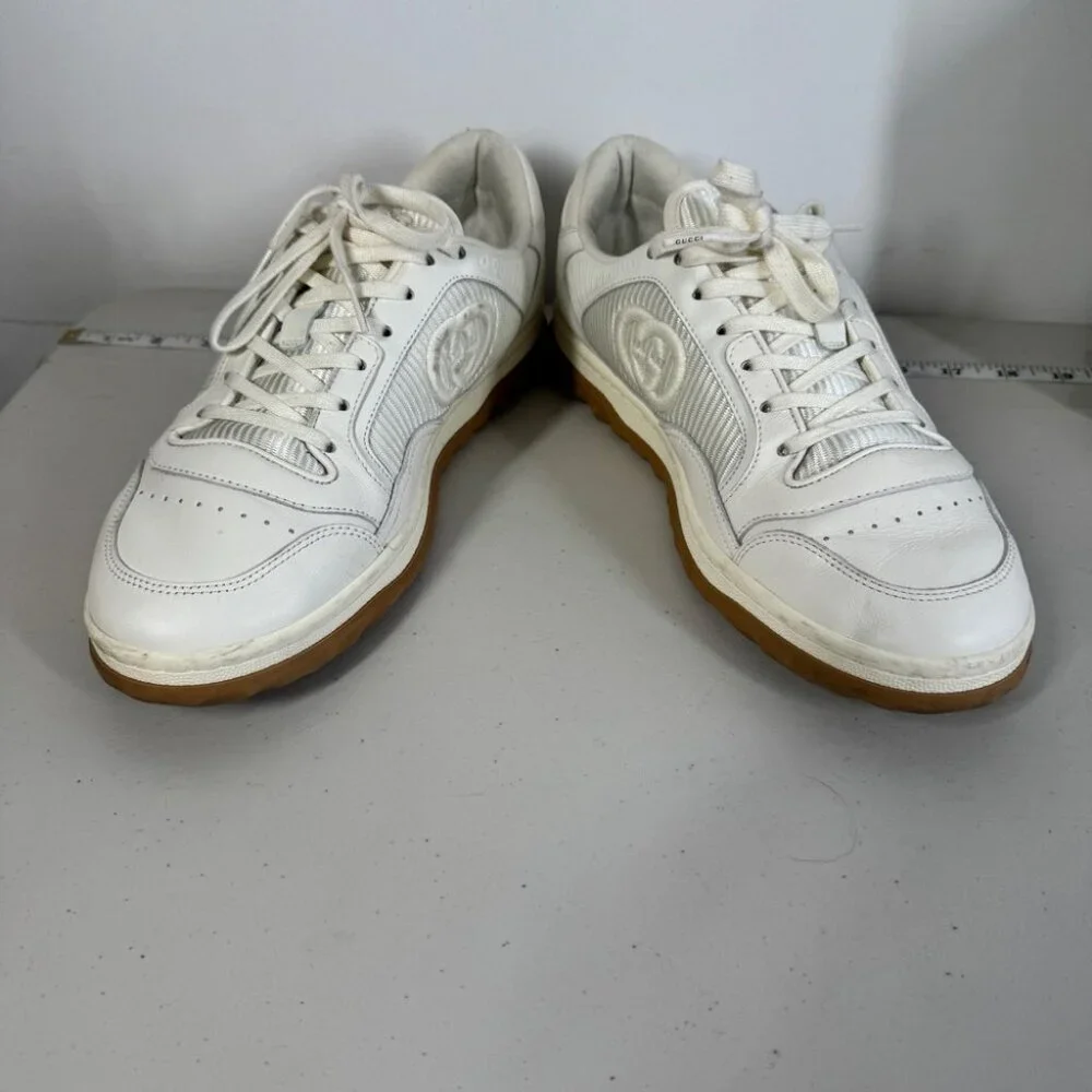 Gucci Ivory MAC 80 Leather Sneakers Size 7 Unisex Embroidered GG Logo Luxury